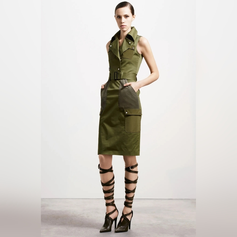 Altuzarra Women's Knee-Length Midi Dress Olive Green Size 38 Made In Italy